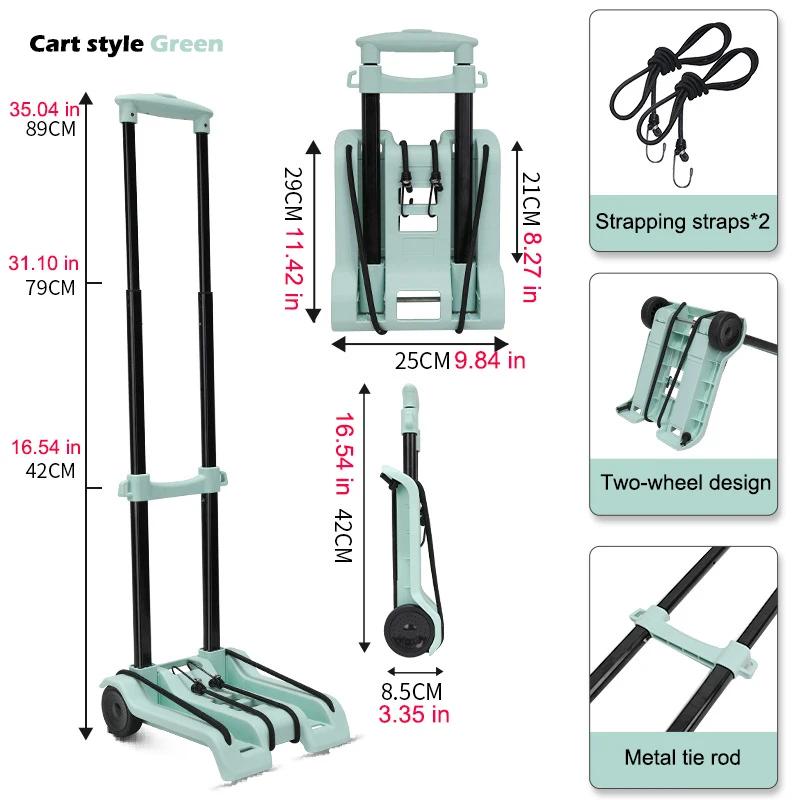 Reboque manual dobrável com rodas, carrinho de saco de pano portátil para compras e manuseio, ferramentas domésticas de carro ao ar livre - Image 1