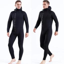 Fato de mergulho de neoprene com zíper frontal de 5 mm e capuz, traje de mergulho frio e quente - Image 3