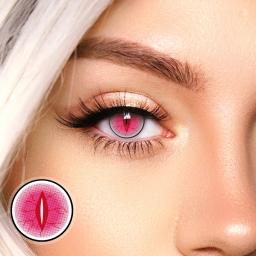 2 peças/1 par de lentes de contato coloridas anime cosplay acessórios lente prescrição anual contatos coloridos com caixa demon slayer - Image 1