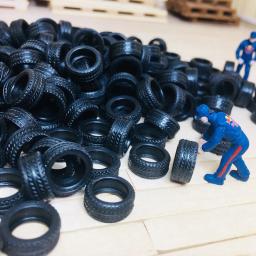 Tire pele carro modelo cena acessórios, pneu rodas, alta qualidade, 1:64, 20pcs - Image 1