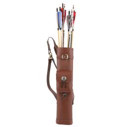 Arco e flecha aljava com grande capacidade, conveniente saco de couro, ombro e costas, tiro ao ar livre e acessórios de caça, segure 20-30 Arrows - Image 5