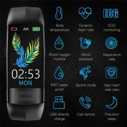 Impermeável Esporte Pulseira inteligente, Pulseira Saúde Tracker, Monitor de freqüência cardíaca, Pressão arterial e calorias Tracker, Smartband, ECG - Image 5