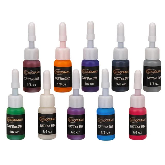 Kit de Tinta de Tatuagem Profissional com Caixa - 10 Cores Semi-Permanentes de 5ml para Maquiagem e Beleza Corporal