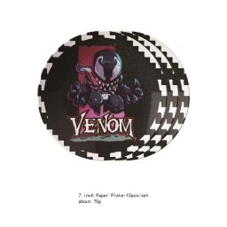 Venom Tema Descartável Conjuntos de Louça para Crianças, Decoração de Festa, Balões, Aniversário, Menino e Menina - Image 3