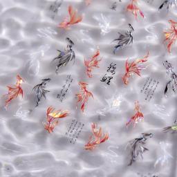 Adesivos para manicure e nail art, decalque, peixe, koi, carpa, vermelho, branco, preto, peixe, lótus, flor, golfinho, sereia, verão - Image 4