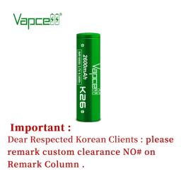 Vapcell vapcell k26 inr18650 2600mah 25a recarregável li-ion 3.7 baterias célula para lanterna - Image 1
