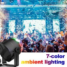 Rgb luzes de festa bola de discoteca 7 cores strobe luz do palco controle remoto festa em casa atmosfera lâmpada para barra festa dança carro música - Image 3
