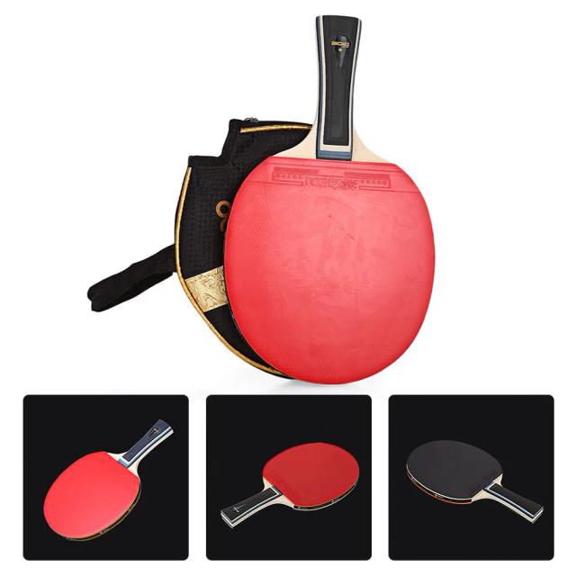 Raquete de Tênis de Mesa Profissional Pong Paddle com Saco, 7 Camadas de Madeira e Punho Longo - Venda Quente!
