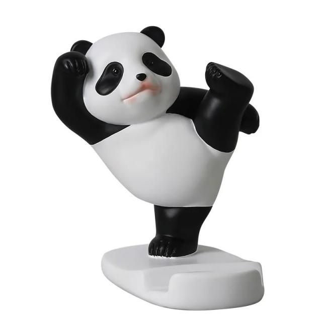 Estatuetas de Panda como Suporte Universal para Celular - Escultura Moderna em Resina para Decoração de Casa e Escritório
