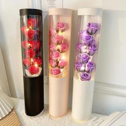 Caixa De Embalagem De Flor De Rosa, Cartão Redondo, Caixas De Presente Transparente, Decoração, Suprimentos Do Dia Dos Namorados, Casamento - Image 4