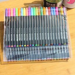 Conjunto de canetas coloridas de gel, 48 cores, isqueiro iluminador, canetas coloridas com glitter, desenho, escola, presentes estacionários para colorir para crianças - Image 2