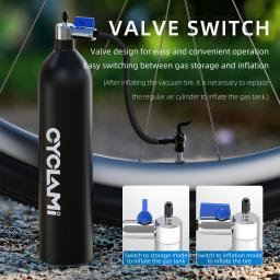 Cyclami liga de alumínio 1.3L mtb estrada inflator pneu garrafa ar impulsionador pneu com válvula cilindro gás para bicicleta vácuo pneu sem câmara,Reservatório de ar para pneus de vácuo - Image 4