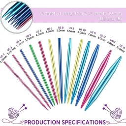 Alumínio Circular tricô agulhas Set, Intercambiáveis Crochet ganchos, 13 tamanhos, 26pcs - Image 5