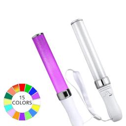 Bateria Powered Fluorescente Light Stick, LED Glow Stick para Concertos Vocais Festas, Casamento, Camping Decoração, 15 cores mudam, 3W, 1Pc - Image 1