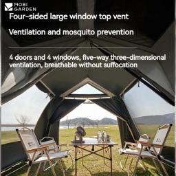 JARDIM MOBI-Barraca de acampamento automática à prova d'água, Revestimento Preto, Grande Espaço, 27 ㎡ Costagem, Tenda ao ar livre, 13 Protetor solar, Tenda UV, PU3000 - Image 4