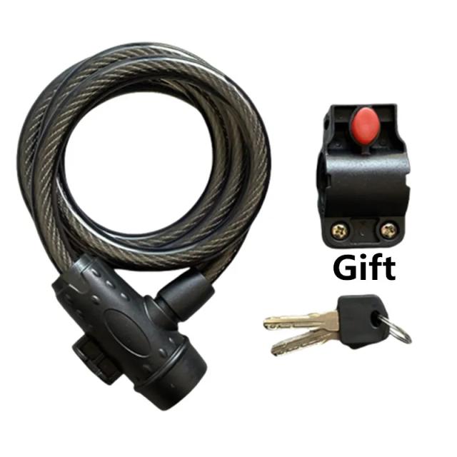 Cadeado de Aço Antifurto para Bicicleta com Suporte, Acessório de Segurança para Scooter, 1,2 m