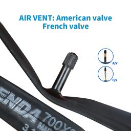 1 peça tubo interno de pneu de bicicleta kenda 700c 18-23c 23-25c 28-32c 35-43c 45c câmera schrader presta válvula tubo interno bicicleta de estrada - Image 6