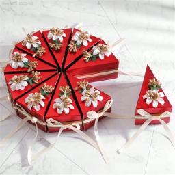 Caixas De Doces De Forma De Bolo De Triângulo Com Arco De Flor, Decoração De Festa De Aniversário De Casamento Suprimentos, Caixas De Embalagem De Saco De Doces - Image 5