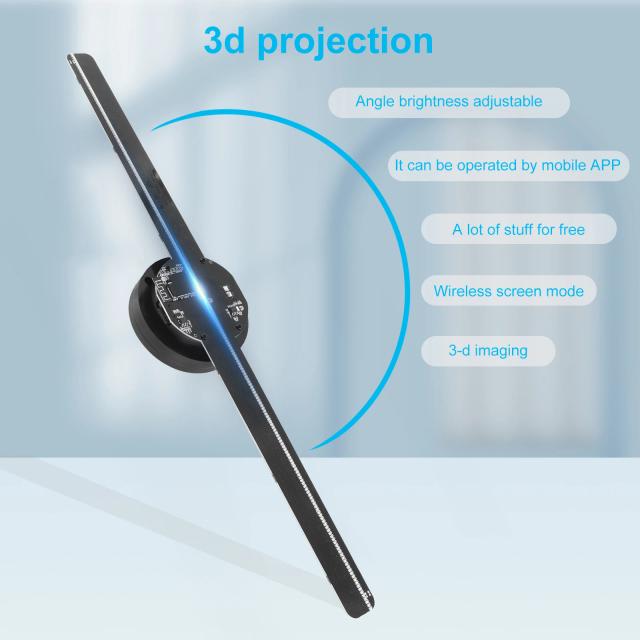 Projetor 3D Holográfico LED: Display Interativo de Publicidade com Suporte para iOS e Android