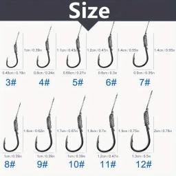 Ackibbik 50pcs anzóis de pesca de tamanho pequeno com linha PE 3 # -12 #   Ganchos de pesca pré-amarrados Gancho de corda Gancho de sub-linha para pesca de carpa - Image 2