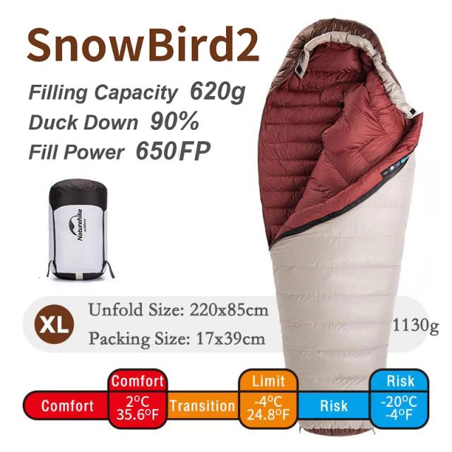 Sacos de Dormir Múmia Naturehike Snowbird Impermeável para Todas as Estações e Inverno