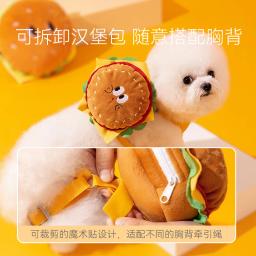 Peito Strap for Walking Dog, Burger bonito e mochila de batatas fritas, corda de reboque, colete de gato - Image 2
