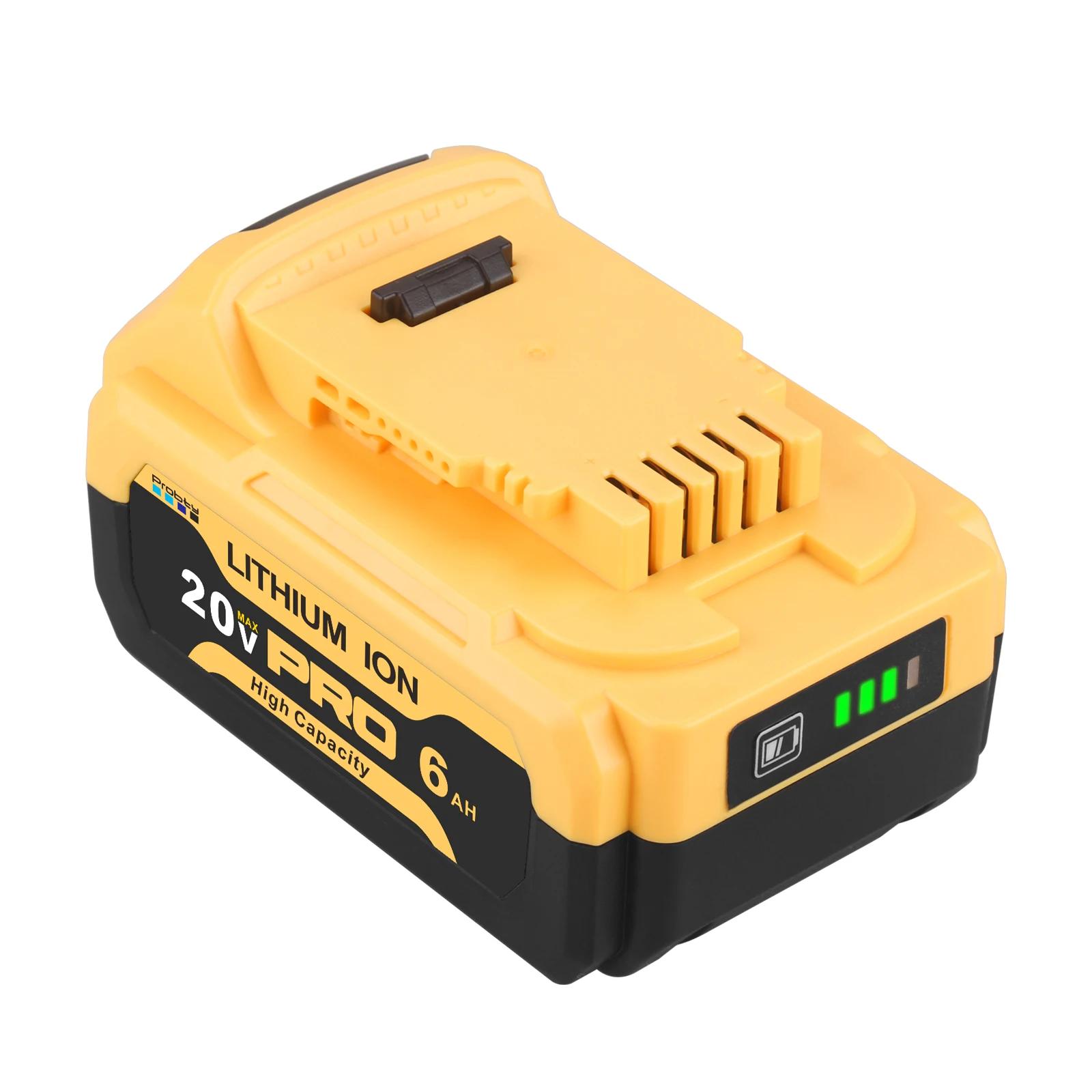 Probty-Bateria de Substituição para DCB200, 20 V, 6000mAh, Compatível com Dewalt 20 V, 18 V e 20 Vot Tools - Image 1