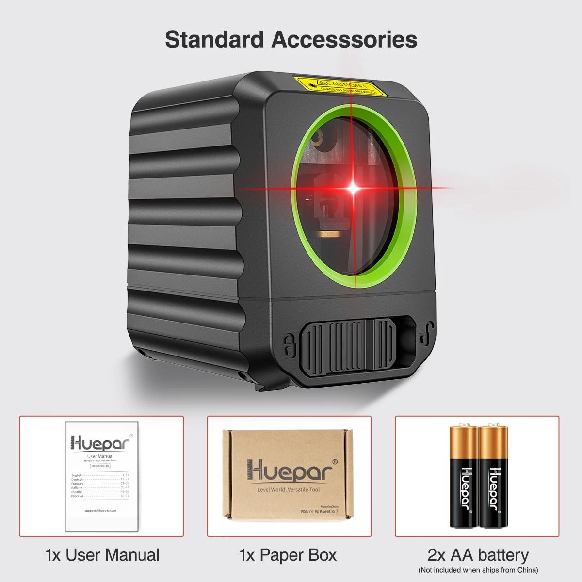 Huepar 2 linhas de nível laser auto-nivelamento feixe verde cruz linha vertical & horizontal 100ft alinhamento ferramentas a laser para casa diy - Image 1