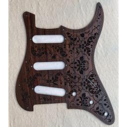 Handmade Carved Pattern Rosewood Guitarra Elétrica Pickguard, Scratch Plate & Parafusos, 11 Furos, SSH, SSS, Peças S T - Image 1