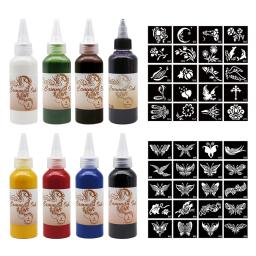 Semi Permanente Airbrush Tatuagens Temporárias Tinta, Brilho Tint Tinta, Pigmento De Beleza, Suprimentos De Maquiagem, Arte Corporal, 2 Garrafas + bônus - Image 1