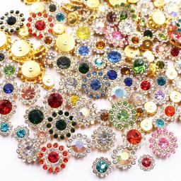 Flor costurar em strass para decoração de roupas, cristais brilhantes aparar, pedras de vidro, miçangas, botão artesanato, costura, 100pcs - Image 1
