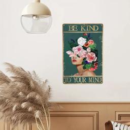 Sinais de lata retrô com citações inspiradas, Wall Art, Vintage Home Decor, Room Garden , Hippie Girl Poster, Be Kind to Your Mind - Image 4