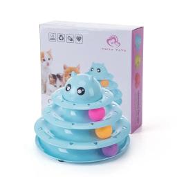 3 níveis gatos brinquedo torre faixas gato brinquedos interativos gato inteligência treinamento placa de diversões torre produtos para animais estimação gato túnel - Image 1