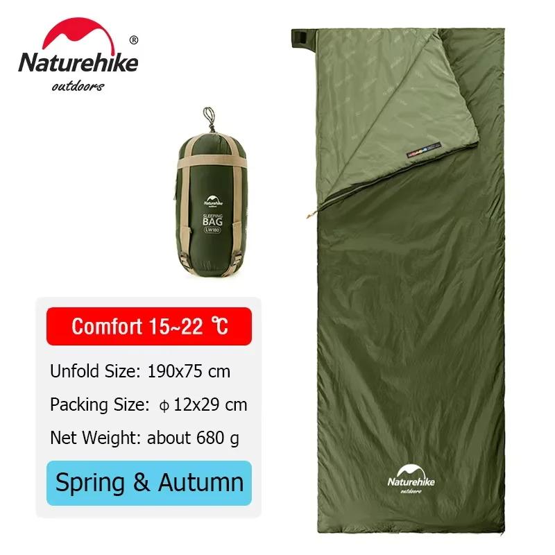 Naturehike sacos de dormir saco de dormir camping lw180 ultraleve algodão saco de dormir à prova dwaterproof água caminhadas saco de dormir verão acampamento ao ar livre saco de dormir ultralight - Image 1