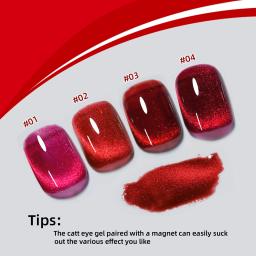 Gel de esmalte Cat Eye, vinho tinto, Glitter Jelly Ruby, esmalte magnético, cola, verniz brilhante, gel UV para Nails Art, 7,5 ml - Image 5