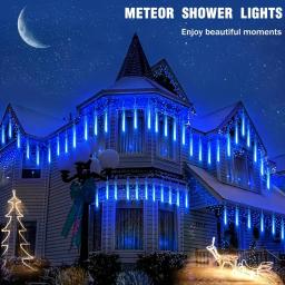 8 fios 192 led solar ao ar livre estrela de tiro luz de natal para todas as estações decoração festiva pendurado plástico alimentado por usb sem controle remoto - Image 4