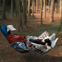 Multifuncional Nylon Hammock com Mesh Rope, Perfeito para relaxamento ao ar livre, Dormir fora, Camping - Image 6