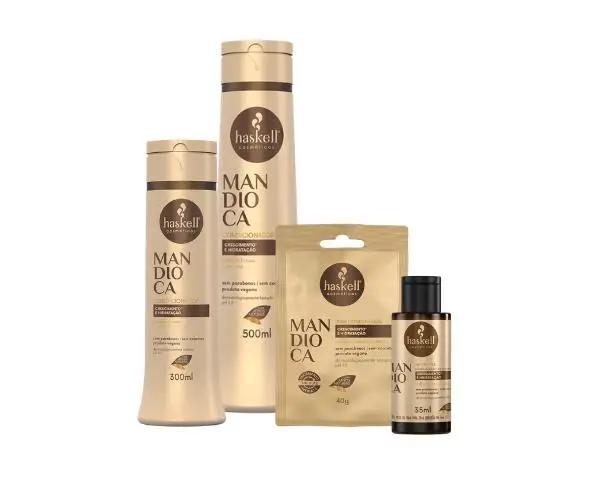 Kit Haskell Mandioca Shampoo 500ml, Dose concentrada 40g, Condicionador 300ml, Nectavita 35ml (4 produtos) - Image 1