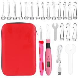Conjunto de crochê com luz LED, agulha de tricô, ergonômico, linha número, tricô gancho, DIY, 17 PCs, Novo - Image 1
