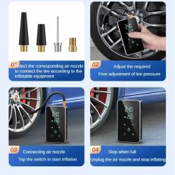 Bomba de ar sem fio Touch Screen para Xiaomi Inflator pneu elétrico Mini Compressor de ar Injector para carro, bicicleta, motocicleta, 150psi - Image 2