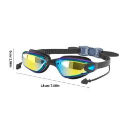 Óculos de natação ajustáveis com tampões e clipe de nariz, óculos de silicone HD profissionais impermeáveis, anti-nevoeiro, para adultos - Image 6