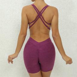 Conjunto de Yoga com Almofada de Nylon para Mulher, Macacão One Piece, Exercício de Ginásio, Sutiã Esportivo, Calções Fitness, Sportwear, Fato Ativo, Novo - Image 5
