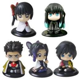 Q Versão Demon Slayer Action Figure Set, Boneca Fantasma Sentada, Tanjiro, Nidouzi, Inosuke, Zenizu Movie Model, Kid Toy Gift, 10pcs - Image 6