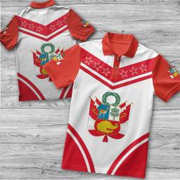 Peruano masculino Esportes Solto Polo, Streetwear Casual Verão, Moda Fitness Jersey, Esportivo de grandes dimensões Camisetas, Lapel - Image 5