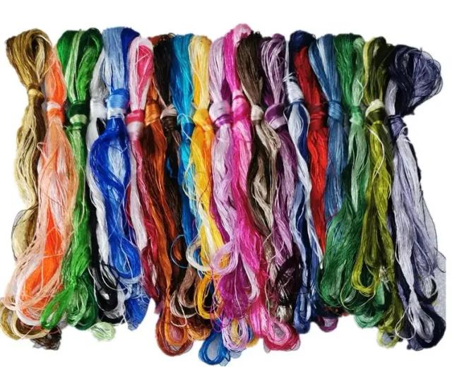 Linhas de Bordado de Seda Artesanal: 100 Cores Tingidas à Mão, Perfeitas para Projetos DIY e Artesanato