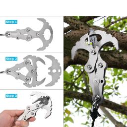 Aço inoxidável Survival Folding Grappling Hook Multifuncional Outdoor Escalada Claw Carabiner Travel Rescue Tool Ferramenta de escalada - Image 5