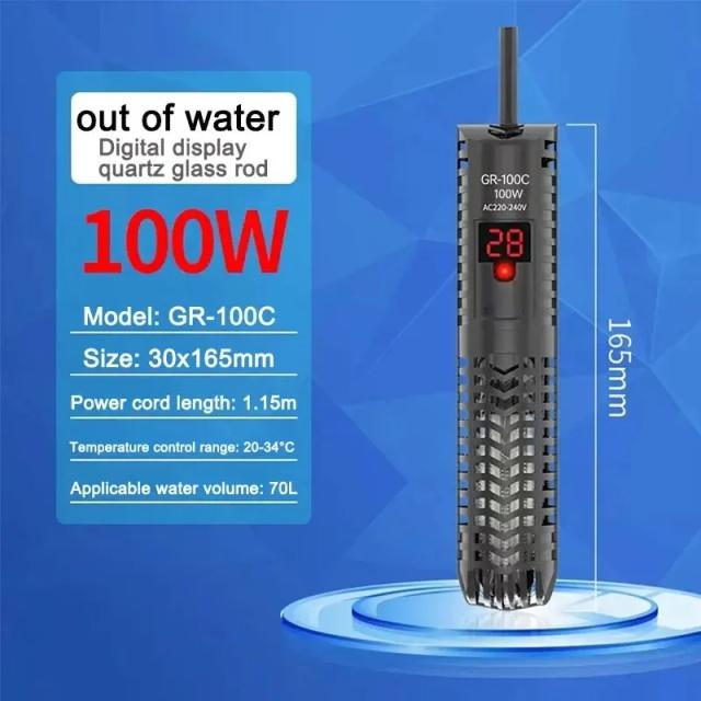 Aquecedor Submersível Digital para Aquário com Display LCD e Controle de Temperatura 500W