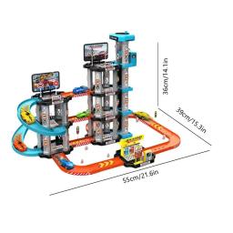 Estacionamento para construção de vagões ferroviários para crianças, Aventura Racing Rail Car Toys, Montagem do cérebro, Brinquedos interativos para carros ferroviários Garage Track - Image 6