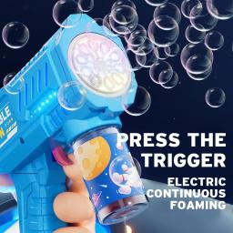 Pistola de bolhas totalmente automática, máquina de bolhas de foguete, soprador automático com brinquedo líquido de bolhas para crianças, praia, presentes de bolhas ao ar livre - Image 6