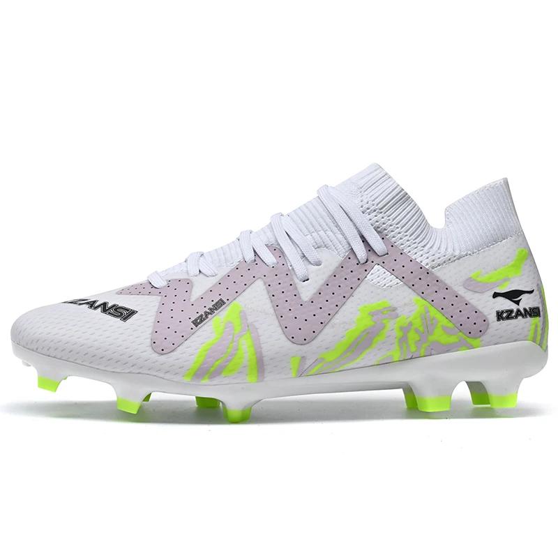 Botas de futebol FG TF masculinas, sapatos de espiga longa, chuteiras de tornozelo alto, tênis de respiração infantil, grama, novo - Image 1